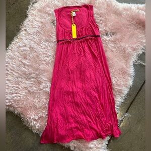 NWT Vintage‎ Y2K Miss Sixty Midi Dress M Pink Milkmaid Sleeveless Dead-stock